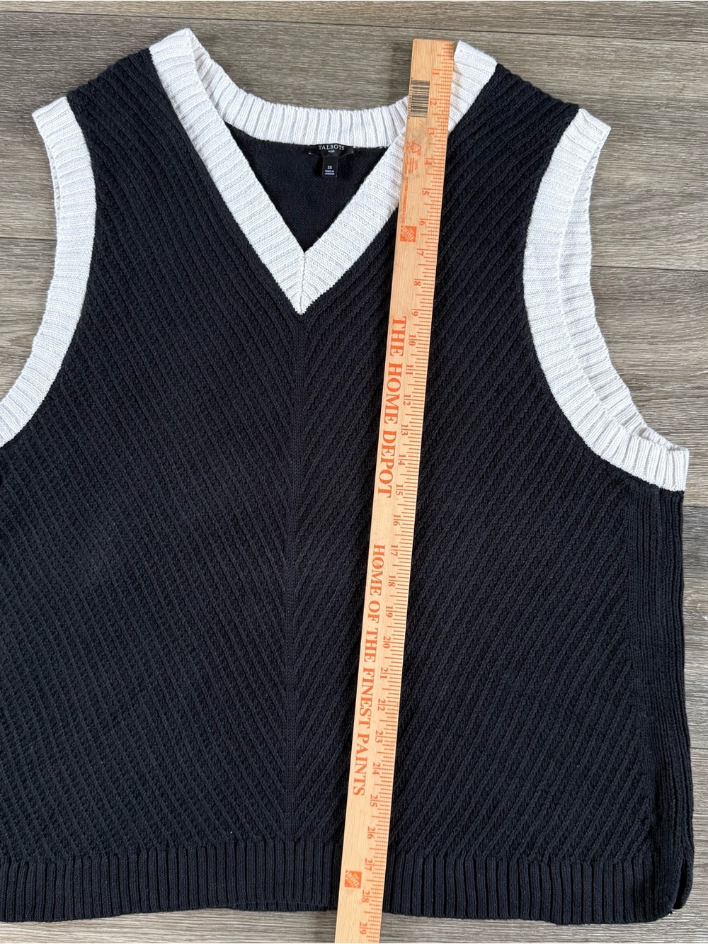 Talbots Plus Black V-Neck Sweater Vest Cotton/Linen Blend Size 3X